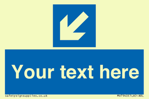 Custom Mandatory directional sign, blue arrow down and left